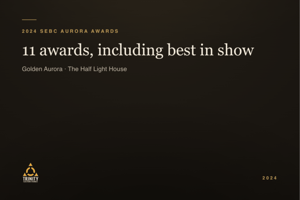 Trinity Custom Homes wins 11 awards at the 2024 SEBC Aurora Awards, including Best in Show